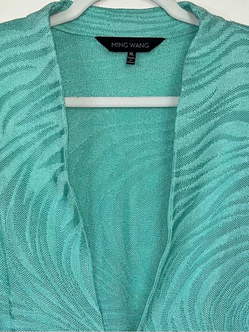 Ming Wang Women's XL Aqua Knit Jacket Cardigan Black Embellished Sleeve Office - Picture 4 of 10